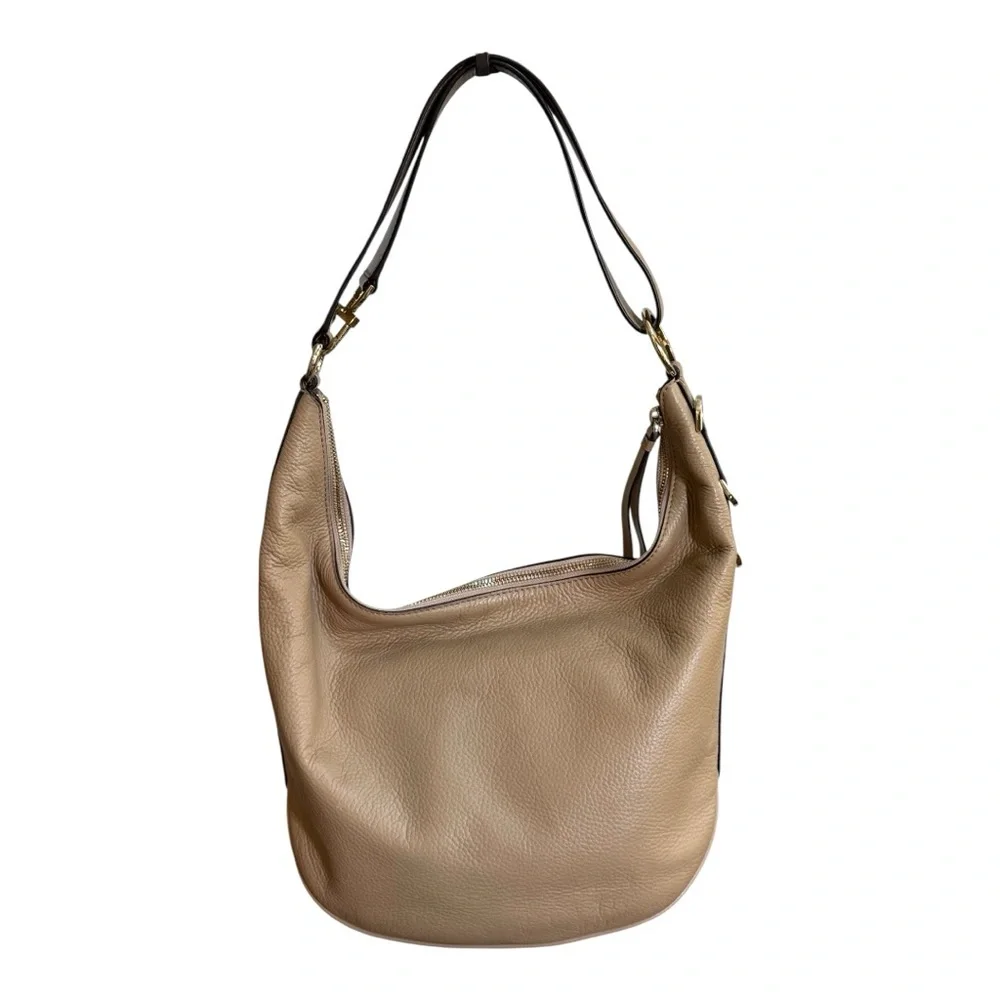 Authentic Michael Kors Izzy Camel Convertible Leather Shoulder Bag Crossbody